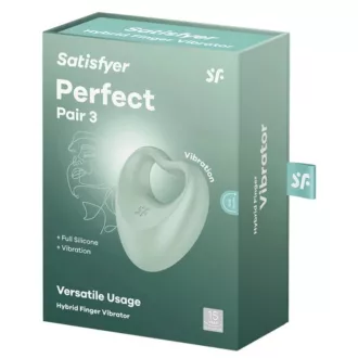   Satisfyer Perfect Pair 3 - 2in1 péniszgyűrű és ujjvibrátor (zöld)