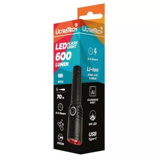 UltraTech elemlámpa tölthető, 600lm, 3fokozat LEDF600R