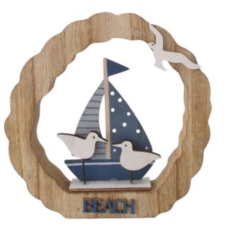 Fa vitorlás beach+sirályok 15cm 