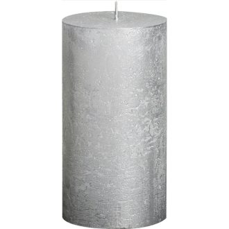 Rusztikus gyertya 7x14 cm - Metál Ezüst