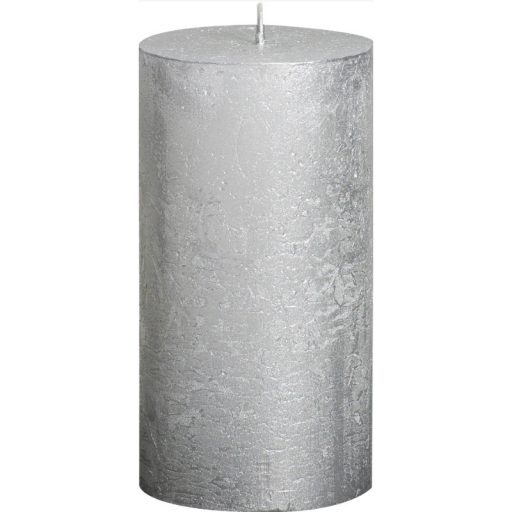 Rusztikus gyertya 7x14 cm - Metál Ezüst