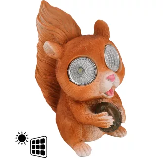 Porcelán solar mókus barna 11x13cm 