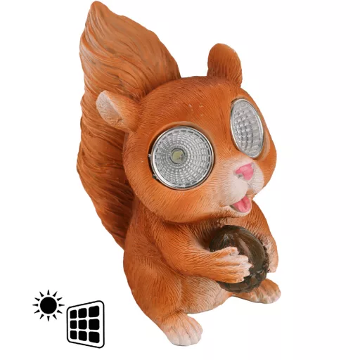 Porcelán solar mókus barna 11x13cm 