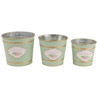 Bádog kaspó 3db-os flowers zöld 11,5-15 cm 