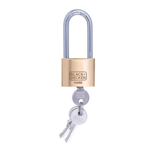 Black+Decker lakat sárgaréz 40mm hosszított kengyellel, 3db kulccsal