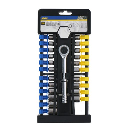 Kinzo racsnis dugókulcs szett 24db 1/4"