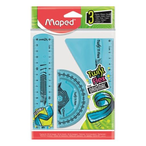 Maped vonalzó 3db-os készlet műanyag törhetetlen Twist'n Flex - Kék