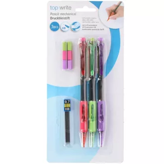 Topwrite nyomósirón 3db radírral HB ceruza betéttel