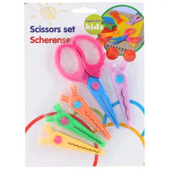   Topwrite gyerekolló készlet 13cm cserélhető mintás éllel 5db