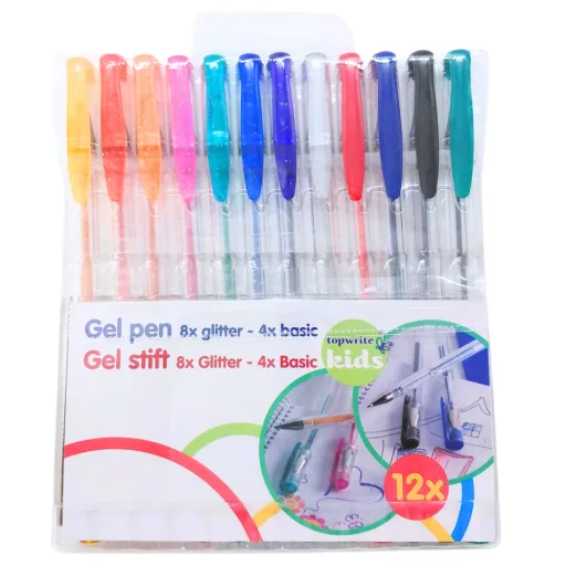 Topwrite zselés toll 12db színes - glitter