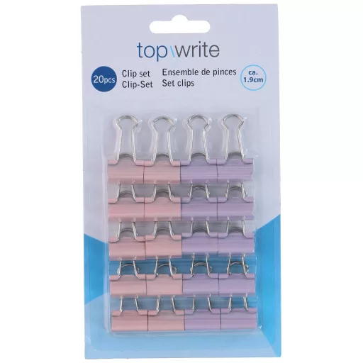Topwrite binder kapocs szett 20db pasztell színű - rózsaszín és lila