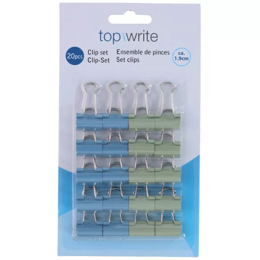 Topwrite binder kapocs szett 20db pasztell színű - kék és zöld