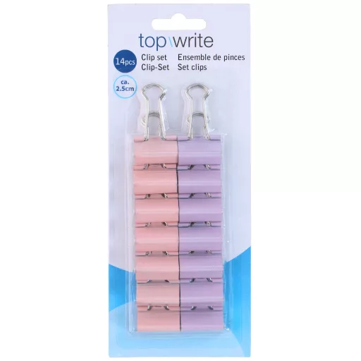 Topwrite binder kapocs szett 14db pasztell színű - rózsaszín és lila