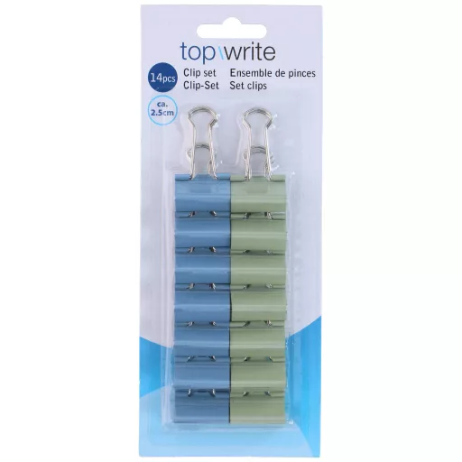 Topwrite binder kapocs szett 14db pasztell színű - kék és zöld