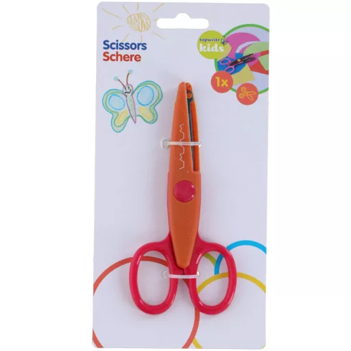 Topwrite gyerekolló 13cm hullámos éllel - Piros