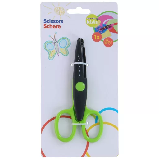 Topwrite gyerekolló 13cm hullámos éllel - Zöld