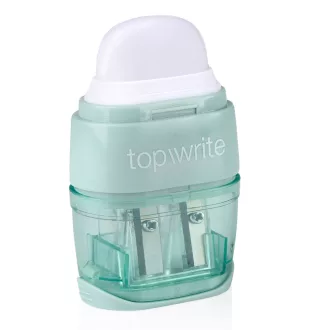 Topwrite hegyező kétlyukú tartályos radírral - zöld