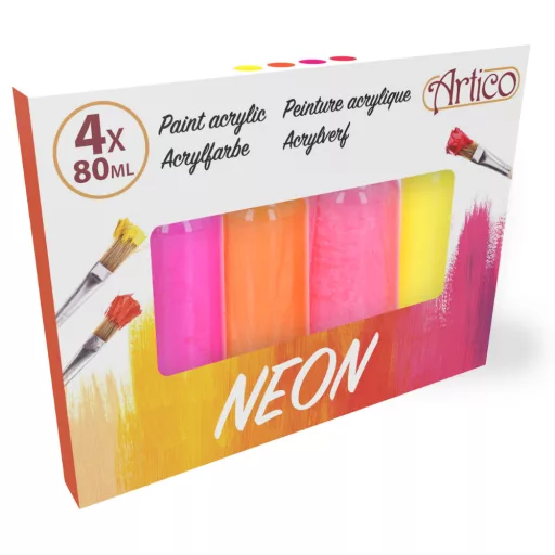 Artico akrilfesték 4x80ml neon - Meleg árnyalatok