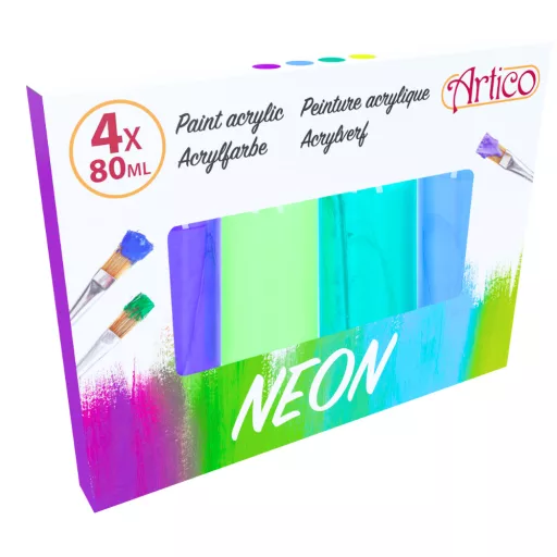 Artico akrilfesték 4x80ml neon - Hideg árnyalatok