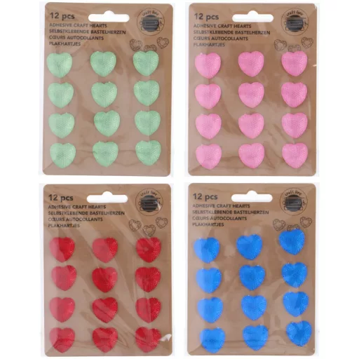 Craft csillámporos szívek 12db