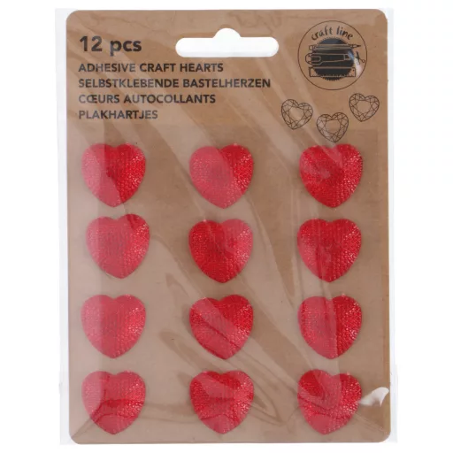 Craft csillámporos szívek 12db