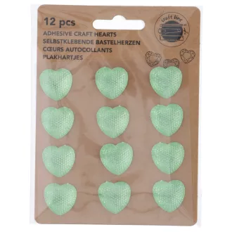 Craft csillámporos szívek 12db - zöld