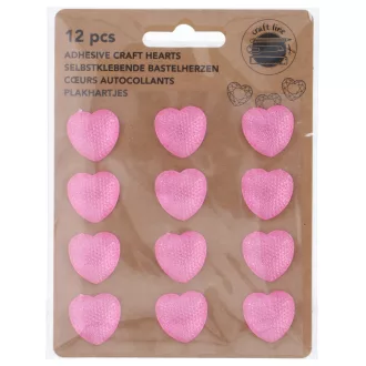Craft csillámporos szívek 12db - rózsaszín