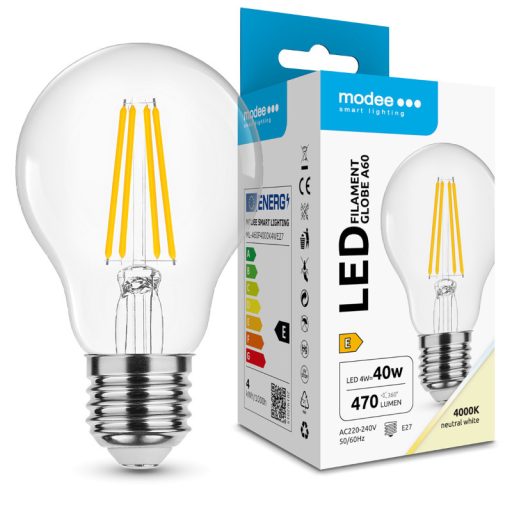 Modee LED fényforrás Filament A60 4W E27 360° 4000K (470 lumen)