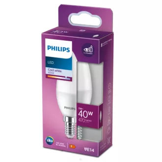 Philips LED fényforrás E14 40W gyertya, matt, hideg
