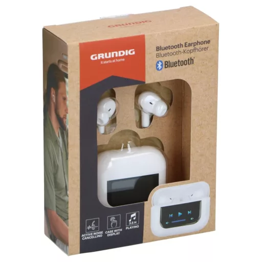 Grundig bluetooth fülhallgató aktív zajszűrővel LED kijelzővel fehér