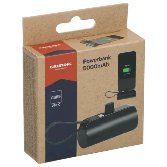   Grundig powerbank 5000 mAh beépített USB-C csatlakózó fekete