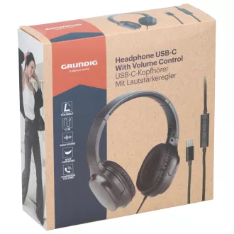 Grundig vezetékes fejhallgató fekete Usb-C