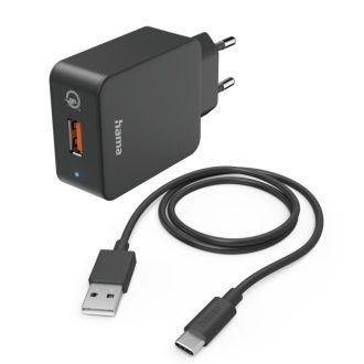   Hama Fic E3 hálózati töltő szett Qc 3.0 Usb -Type-C kábellel 19,5W