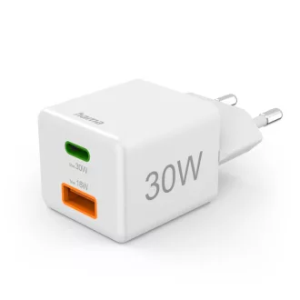   Hama univerzális hálózati Usb & Type-C mini töltő Pd/Qc fehér (30W)