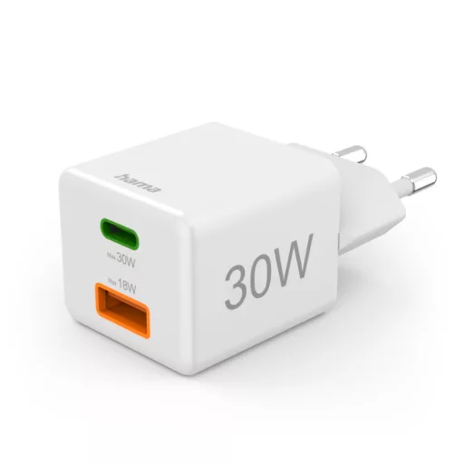 Hama univerzális hálózati Usb & Type-C mini töltő Pd/Qc fehér (30W)