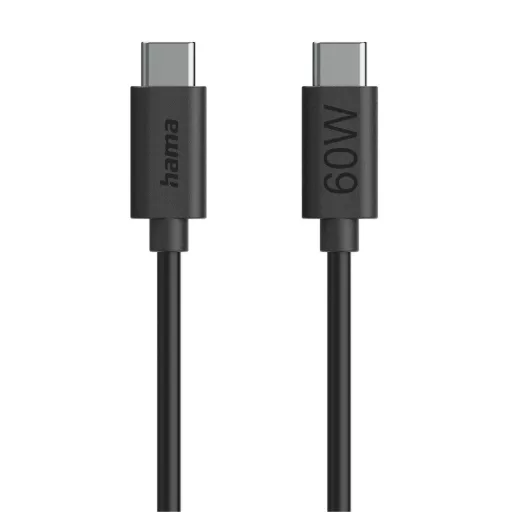 Hama adatkábel Usb 2.0 Type-C/Type-C 60W 1,2m fekete