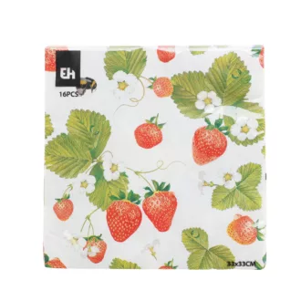 Eper mintás szalvéta 33×33 cm – 16 db