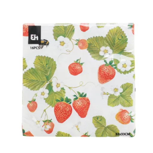 Eper mintás szalvéta 33×33 cm – 16 db