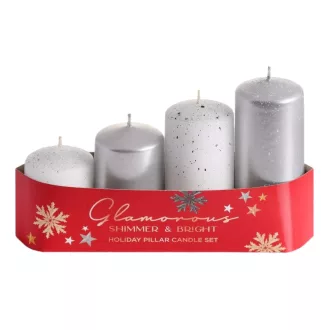 Adventi gyertya 4db-os 280g emeletes ezüst mix