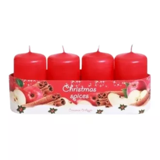 Adventi gyertya 4db-os 250g 70/40 piros alma-fahéj illattal