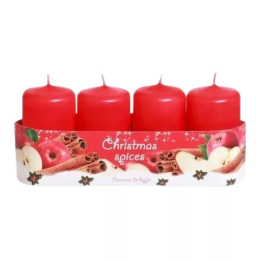 Adventi gyertya 4db-os 250g 70/40 piros alma-fahéj illattal