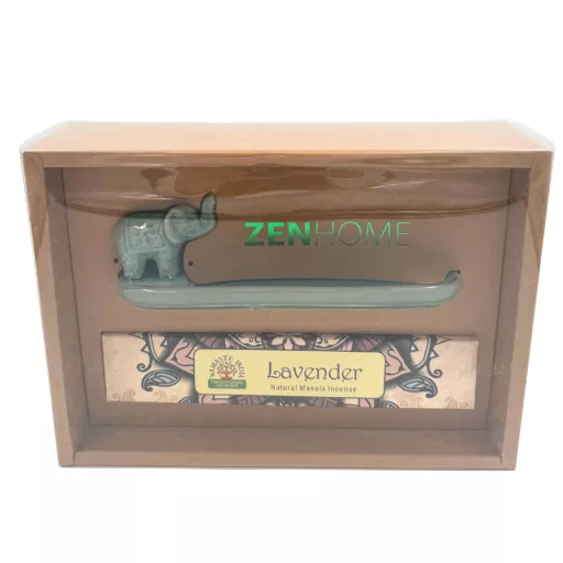Zen Home Kerámia Elefánt - Levendula pálcikás füstölővel/szett