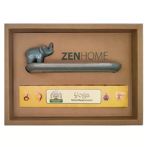 Zen Home Kerámia Elefánt - Jóga pálcikás füstölővel/szett 