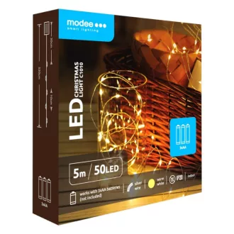   Modee elemes LED karácsonyi fényfüzér, melegfehér, 5 m, 50 LED