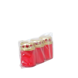 Műanyag mécses 3db szett, piros