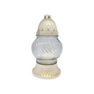 Üvegmécses La 21 F fehér, fehér-arany antik kupakkal