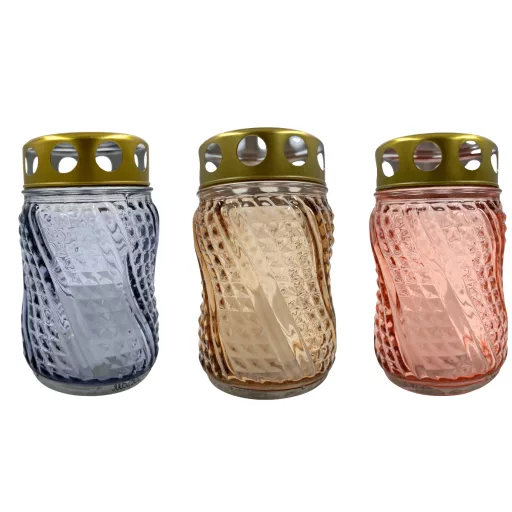 Üvegmécses Twist metal lid, ~25g/6-8h, 10,5cm, wax többféle