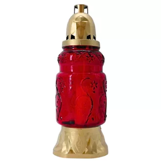 Üvegmécses piros, arany fedéllel - 28,5 cm