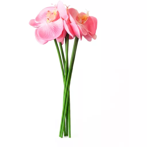 Művirág gumi Orchidea csokor 6 szálas kötegelve - rózsaszín
