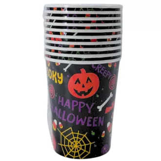 Halloween fekete papír pohár 10db/szett 